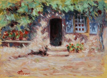 Pintura titulada "The blue shutters" por Pierre Van Dijk, Obra de arte original, Oleo