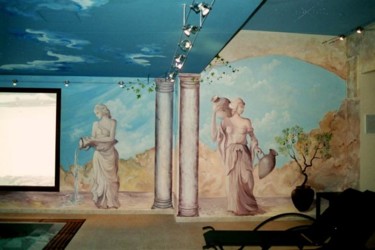 Peinture intitulée "vue nord des statues" par Nanou, Œuvre d'art originale