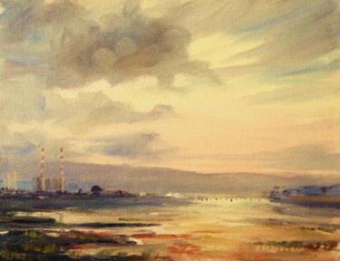 Malerei mit dem Titel "Bull Island Calm." von Bill O'Brien, Original-Kunstwerk, Öl