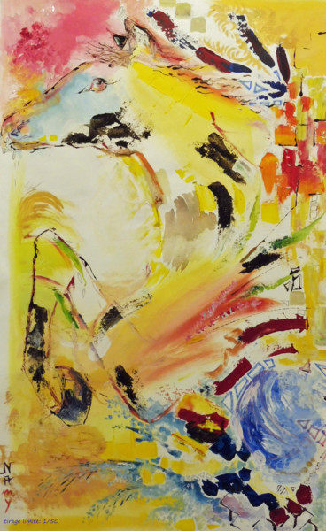Peinture intitulée "le cheval" par Nanou, Œuvre d'art originale, Huile