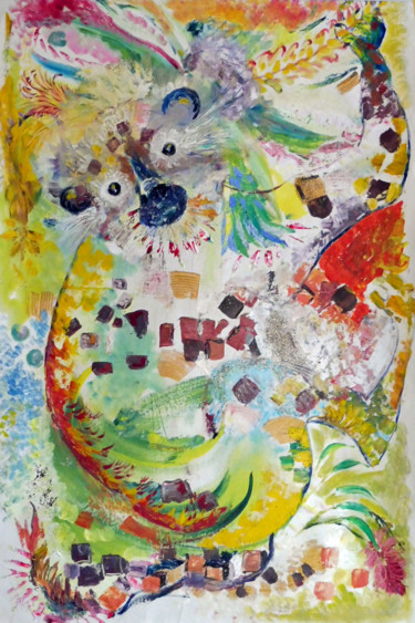 Peinture intitulée "le singe" par Nanou, Œuvre d'art originale, Acrylique