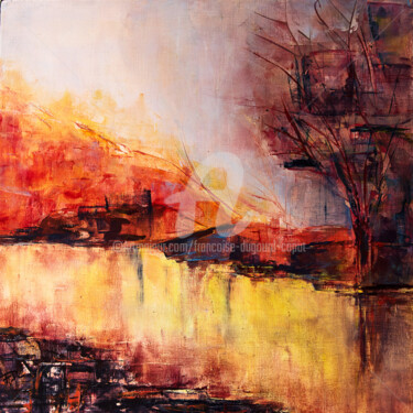 Painting titled "Eau Vive" by Françoise Dugourd-Caput, Original Artwork, Oil Mounted on Wood Stretcher frame