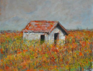 Peinture intitulée "La cabane de vigne" par Rosedingue, Œuvre d'art originale, Huile
