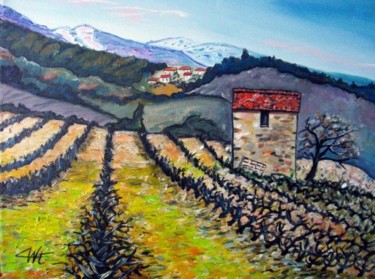 Peinture intitulée "VIGNES EN LANGUEDOC…" par Catherine Wernette, Œuvre d'art originale
