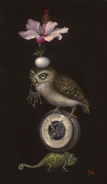 Pyramid with owl - Original painting