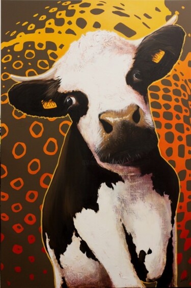 Peinture intitulée "vache&co n°1 2011" par Frédéric Leleu, Œuvre d'art originale
