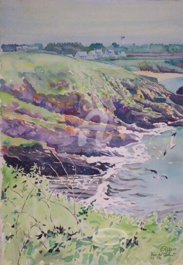 La côte entre Le Conquet et la pointe St mathieu Peinture intitulée "La côte entre Le Co…" par Claude Marchalot, Œuvre d'art originale, Huile