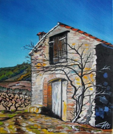 Peinture intitulée "CABAÑA del LANGUEDOC" par Catherine Wernette, Œuvre d'art originale