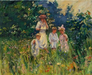 Peinture intitulée "Femme et Enfants da…" par Sofia Vergara, Œuvre d'art originale