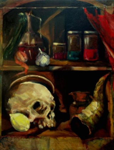 Painting titled "VANITATIS" by Alexander Leal Cid, Original Artwork, Oil