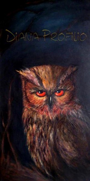 Pintura titulada "El buho (Serie Mist…" por Diana Profilio, Obra de arte original, Otro