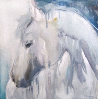 Gros plan cheval Malerei mit dem Titel "Gros plan cheval" von Sylvia Baldeva, Original-Kunstwerk, Öl Auf Keilrahmen aus Holz montiert