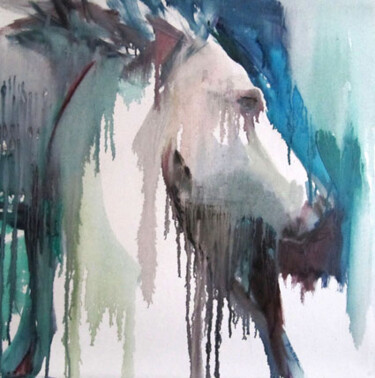Profil cheval Malerei mit dem Titel "Profil cheval" von Sylvia Baldeva, Original-Kunstwerk, Öl Auf Keilrahmen aus Holz montiert