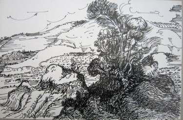 Dessin intitulée "CHENE-VERT" par Michel Moskovtchenko, Œuvre d'art originale, Autre