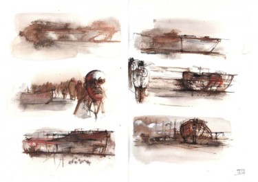 Dessin intitulée "L'épave" par Julien Jomard, Œuvre d'art originale