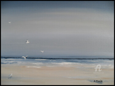 Peinture intitulée "La plage" par Dany Baumberger, Œuvre d'art originale, Huile