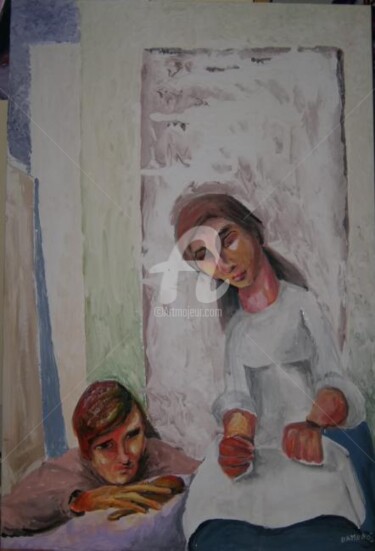Pintura intitulada "Bordadeira" por Damenós, Obras de arte originais