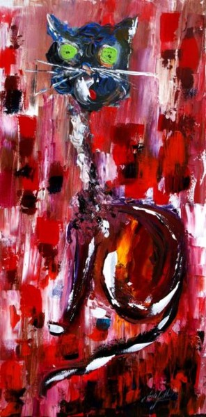 Peinture intitulée "chat pitre" par Jean-Louis Gaillard, Œuvre d'art originale, Acrylique Monté sur Châssis en bois