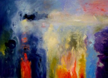 Peinture intitulée "paysage" par Adham Bozart, Œuvre d'art originale, Huile