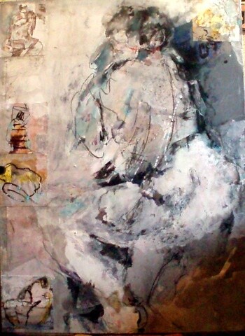 Peinture intitulée "PREDELLE BLEUE" par Catherine Monmarson, Œuvre d'art originale