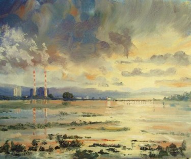 Painting titled "Bull Island Twilight" by Bill O'Brien, Original Artwork, Oil