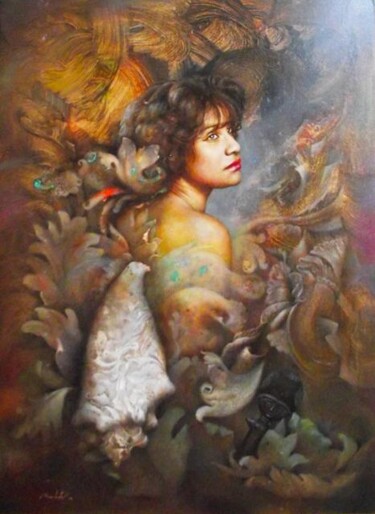 Painting titled "Deesse de la Fecond…" by Richard Barbot, Original Artwork, Oil