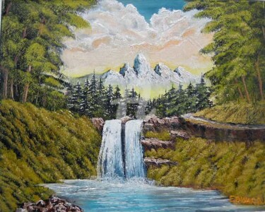 Peinture intitulée "CASCADES MONTAGNES" par Edward Misiaszek, Œuvre d'art originale, Huile