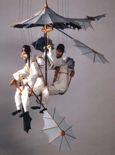 Sculpture intitulée "GRAND  PARAPLUIE  B…" par Serge Reynaud (Art of Flying), Œuvre d'art originale, Techniques mixtes