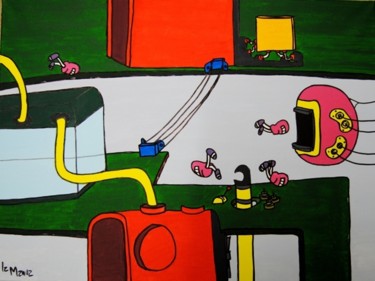 Pittura intitolato "Nostalgia (la fabbr…" da Manu Zuccarotta, Opera d'arte originale