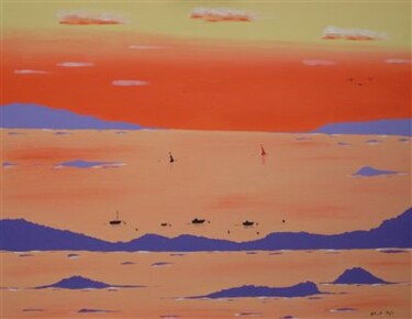 Peinture intitulée "Les roches mauves" par Nyls  Eliot, Œuvre d'art originale, Huile