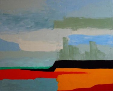Peinture intitulée "Jour gris avec un c…" par Brigitte Bibard-Guillon, Œuvre d'art originale, Huile