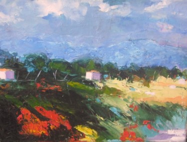 Peinture intitulée "PAYSAGE DE PROVENCE" par Véronique Lancien, Œuvre d'art originale