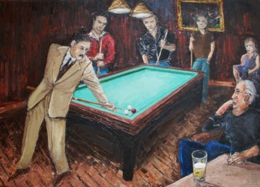 Painting titled "O Mestre ( bilhar l…" by A.Magalhães, Original Artwork