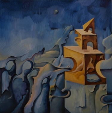 Puzzled Penguins Painting titled "Puzzled Penguins" by Victor X, Original Artwork, Oil