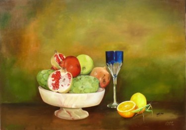 Painting titled "Nature Morte" by L.Edfouf, Original Artwork, Oil