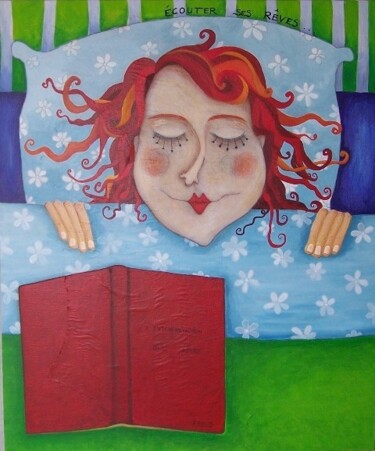 Peinture intitulée "Ecouter ses rêves" par Lou Kat, Œuvre d'art originale, Acrylique Monté sur Châssis en bois