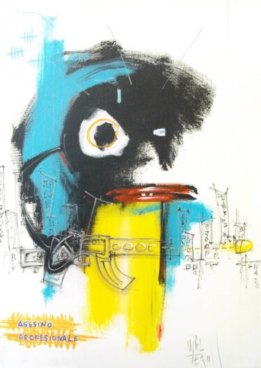 Картина под названием "Asesino profesionale" - Walter Sené, Подлинное произведение искусства