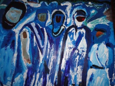 绘画 标题为“HOMMES BLEUS” 由Mohammed Rachid Iraqi, 原创艺术品
