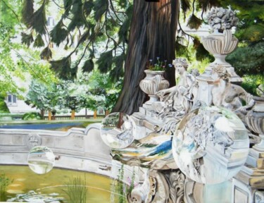 Peinture intitulée "La fontaine" par Manu Surreabulliste, Œuvre d'art originale, Huile