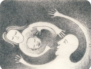 Dessin intitulée "Etude sur Famille" par Sak, Œuvre d'art originale