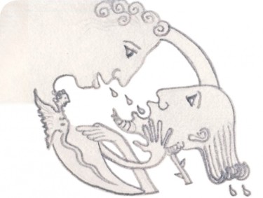 Dessin intitulée "Etude sur Enlacement" par Sak, Œuvre d'art originale