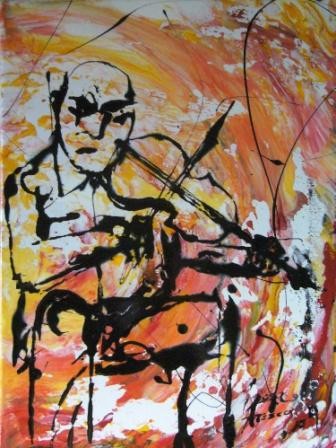 VIOLINISTA Pintura intitulada "VIOLINISTA" por Mário Fresco, Obras de arte originais, Óleo