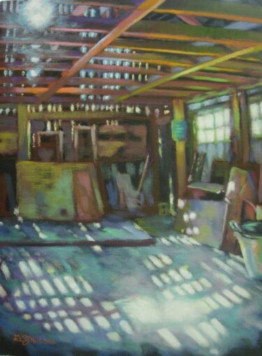 Peinture intitulée "Fragile Barn Illumi…" par Gloria Nilsson, Œuvre d'art originale, Huile
