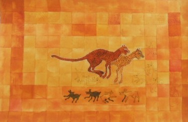 Peinture intitulée "De caza" par Daniela Cuellar, Œuvre d'art originale, Encre
