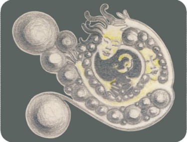 Dessin intitulée "Etude sur Maternité" par Sak, Œuvre d'art originale