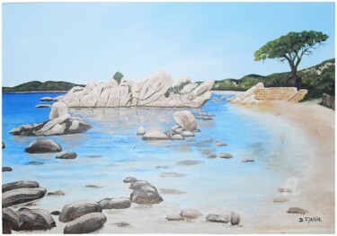 Peinture intitulée "Plage de Palombaggi…" par Dany Baumberger, Œuvre d'art originale, Acrylique