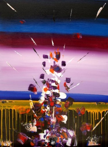 Painting titled "Pluie de Printemps" by Jean-Louis Gaillard, Original Artwork, Acrylic Mounted on Wood Stretcher frame