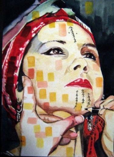Beauté amazighienne Peinture intitulée "Beauté amazighienne" par Rahmouna Boudjellal, Œuvre d'art originale, Aquarelle