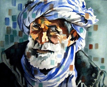 Portrait d'un vieillard Peinture intitulée "Portrait d'un vieil…" par Rahmouna Boudjellal, Œuvre d'art originale
