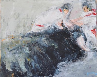 Peinture intitulée "COURSE LANDAISE" par Rosedingue, Œuvre d'art originale, Huile